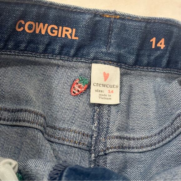 Girls Crewcuts Shorts sz 14 Embroidered Strawberry Design Denim Shorts - Picture 2 of 4